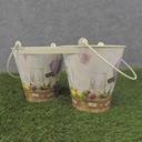 PLANTER TIN 2 PLANTERS 10x5"    LAVENDER PRINT