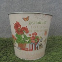 PLANTER TIN 5.25 x 5" W/LINER GERANIUM PRINT