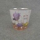 PLANTER TIN 5.25 x 5" W/LINER   LAVENDER PRINT