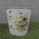 PLANTER TIN 5.25 x 5" W/LINER PANSY PRINT