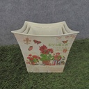 PLANTER  3/SET SQUARE W/LINER RED GERANIUM PRNT