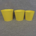 PLANTER TIN W/LINER 3/SET SOLID YELLOW