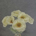 POPPY BUSH X8 FLOCKED/STEMS 19"  CREAM