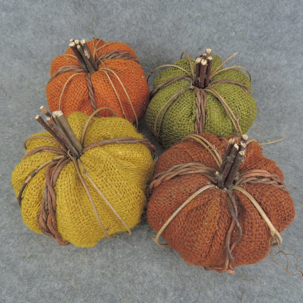 PUMPKIN BURLAP 4.38" X 6.3" (4-ASSTD/BAG)