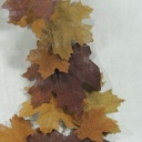 GARLAND BURLAP MAPLE LEAVES 58"  BURGUNDY/GREEN