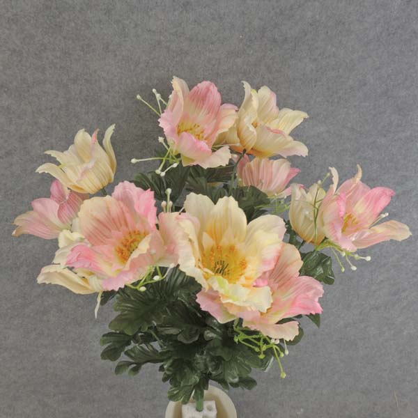 POPPY BUSH X14      22"  PINK/PEACH