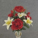 PEONY/LILY MIX BUSH X12  18"  RED/CREAM