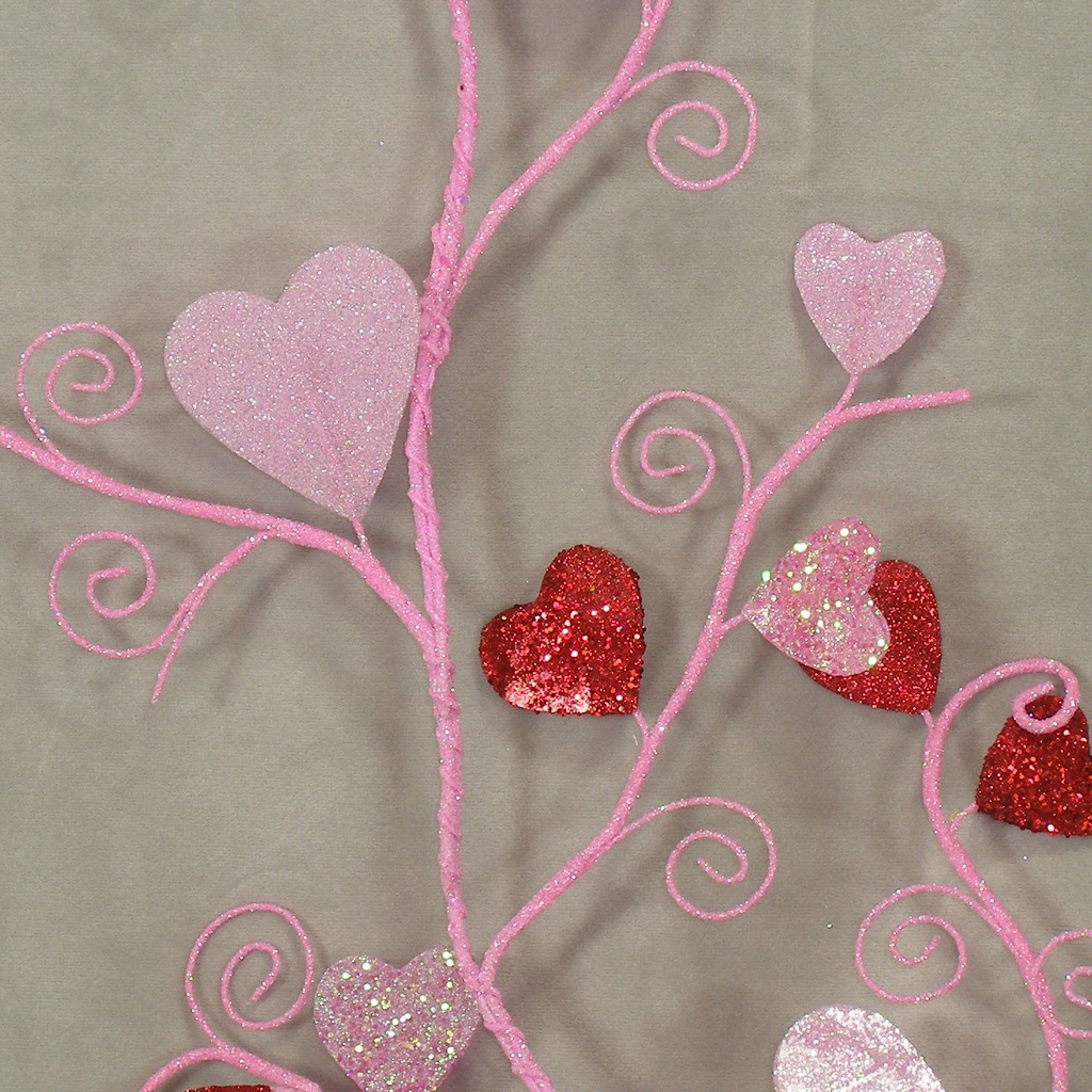 GARLAND 4' CURLY WITH HEARTS RED/PINK