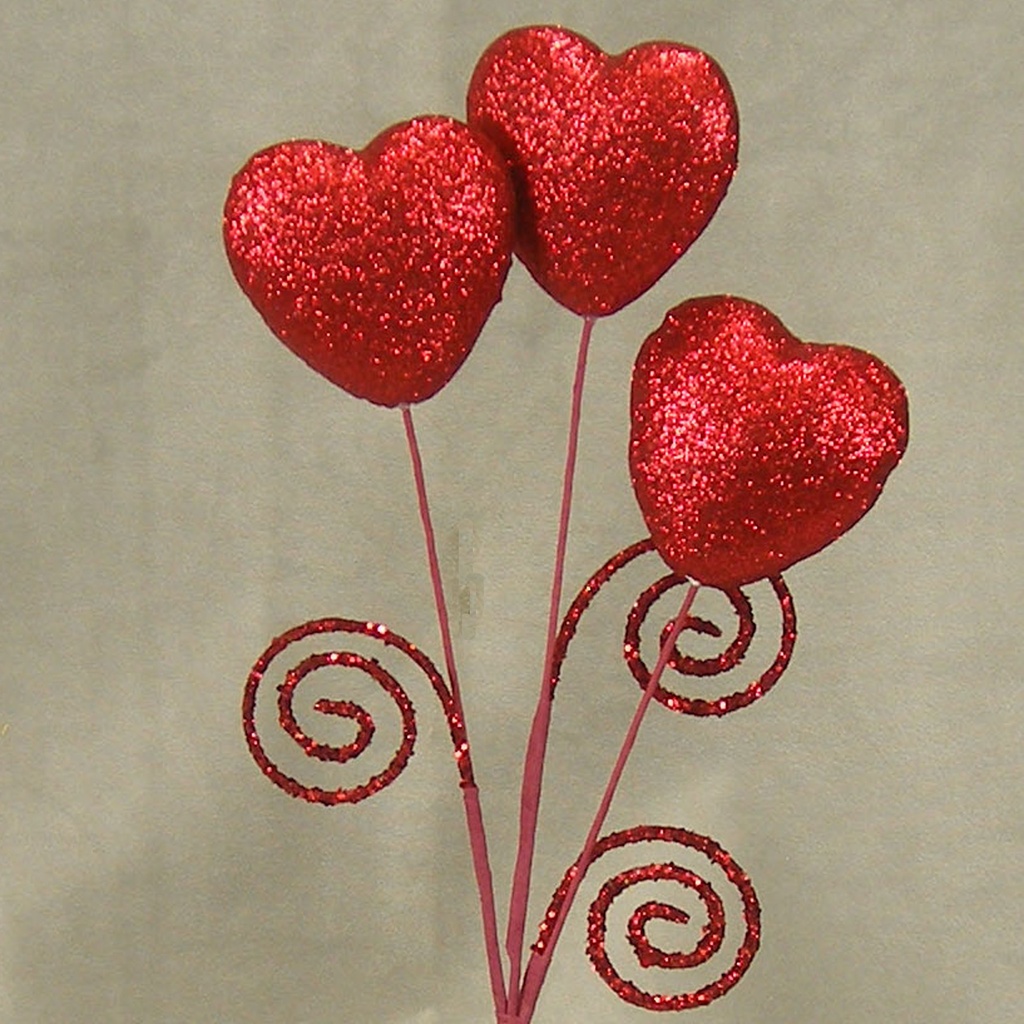 HEART CURLY PICK  16&quot; RED