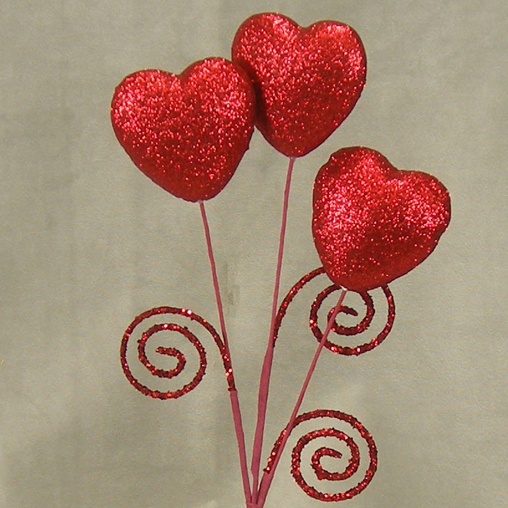 HEART CURLY PICK  16" RED