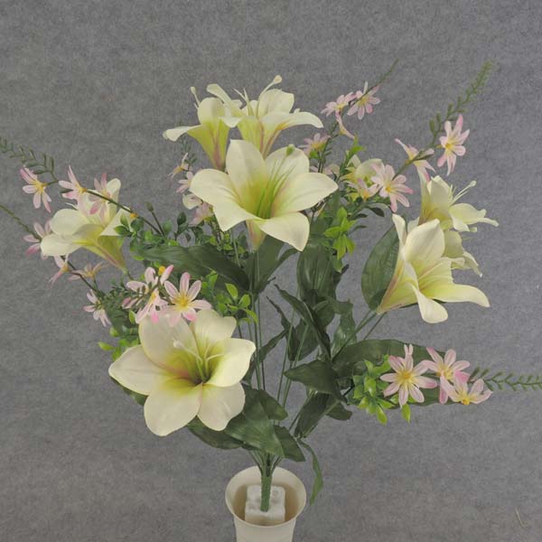 LILY/MINI DAISY BUSH X18  24"  CREAM/GREEN/PINK