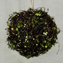 BALL 5.5" TWIG W/SEQUINS GREEN ORNAMENT