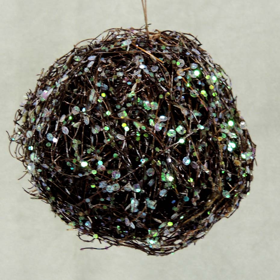 BALL 5.5" TWIG W/SEQUINS