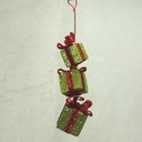 ORNAMENT GIFT PACKAGE X3 10&quot;  GREEN/RED