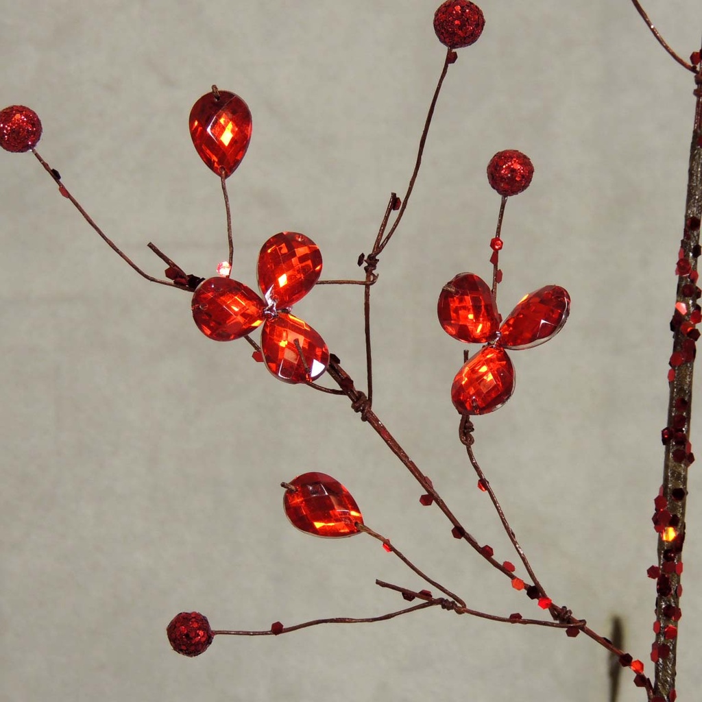 TWIG SPRAY W/JEWEL 23"    RED