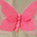 BUTTERFLY 9" BURLAP PICK  FUCHSIA