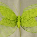 BUTTERFLY 9" BURLAP PICK  GREEN