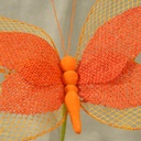 BUTTERFLY 9" BURLAP PICK  ORANGE