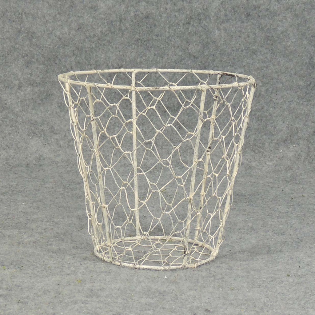 BASKET WIRE 6.25"H X 6.75"D  WHITE WASH