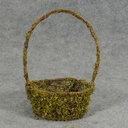 BASKET OVAL W/HANDLE MOSS/TWIG 10&quot;H x 6&quot;W x 3.5&quot;