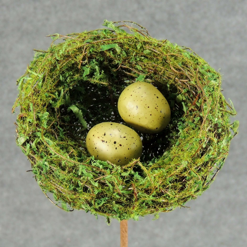 NEST 4&quot; MOSS/TWIG W/EGGS ON PIC