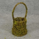 BASKET W/HANDLE MOSS/TWIG 12"H x 4"O x 6"B