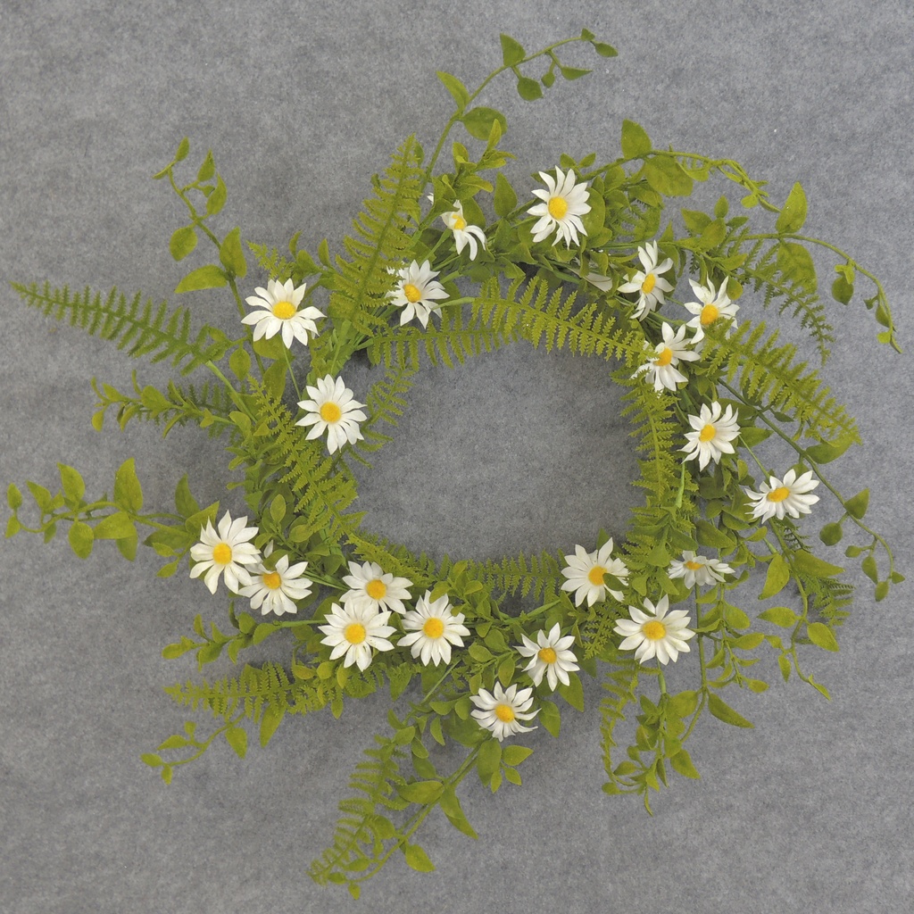 WREATH MIXED GREENS W/DAISIES