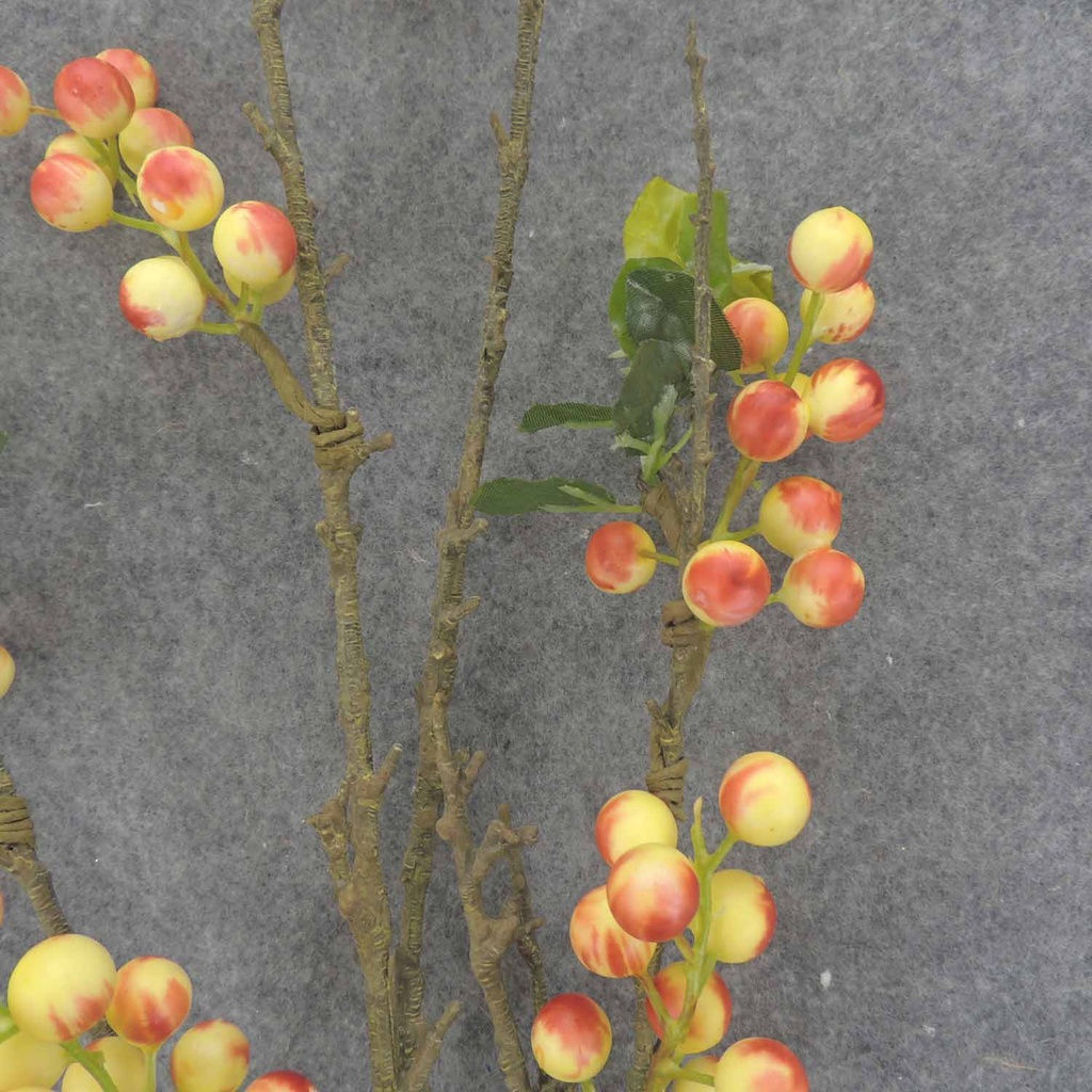 BERRY TWIG SPRAY X3 48&quot;  YELLOW/RED