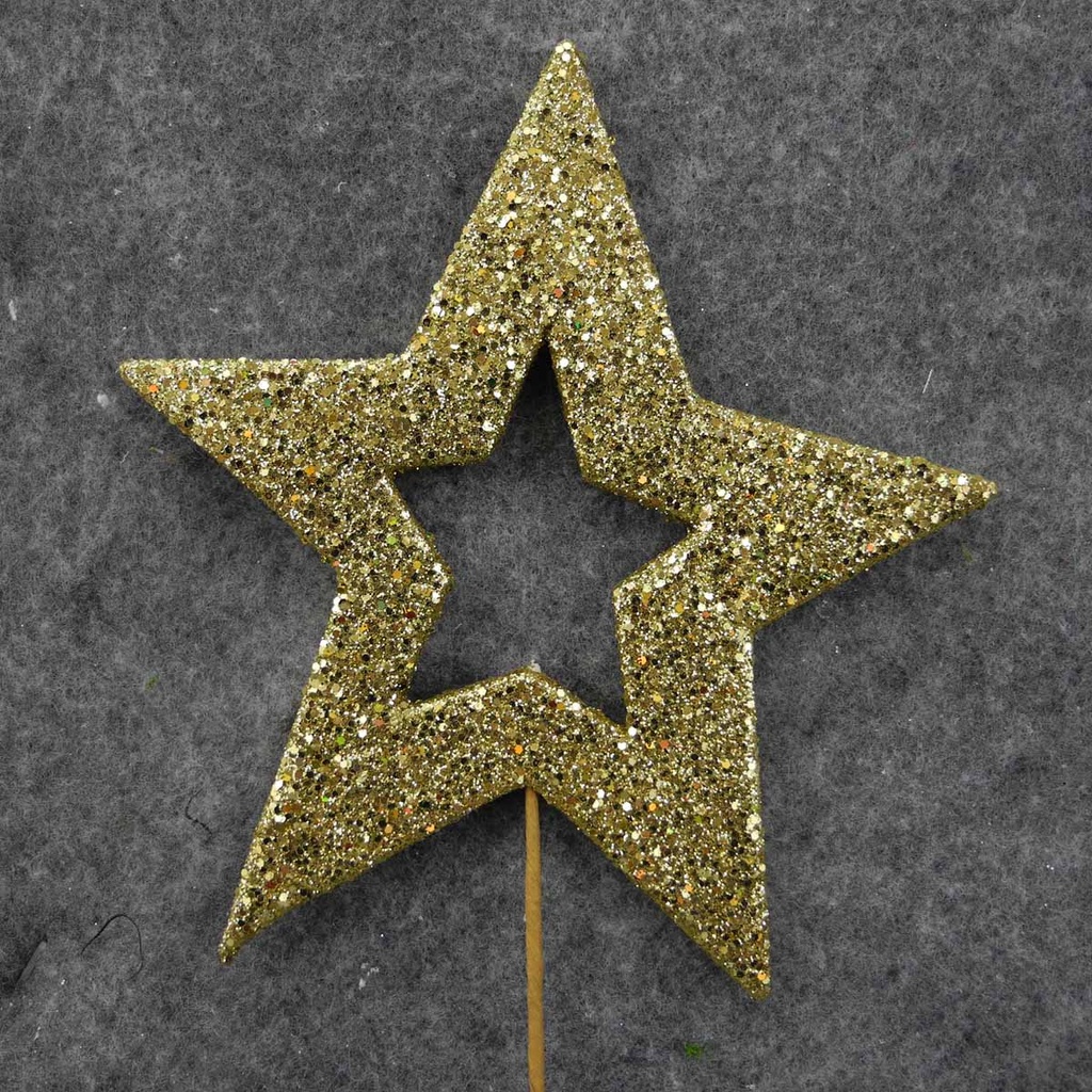 STAR OUTLINE PICK 18" (6/BAG) GOLD GLITTER
