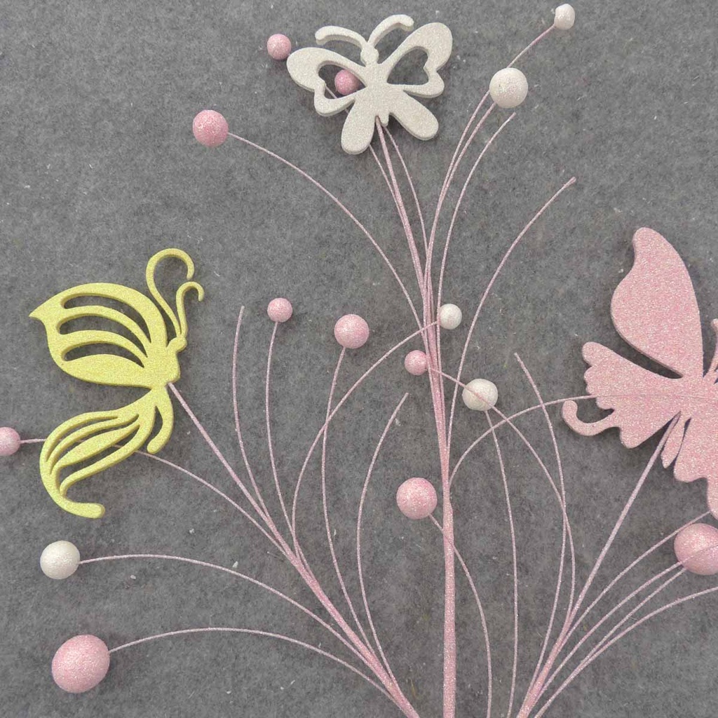BUTTERFLY/BALL SPRAY 34&quot; PINK/LAV/YELLOW