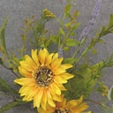 SUNFLOWER/FOLIAGE PICK 13" W/HEATHER