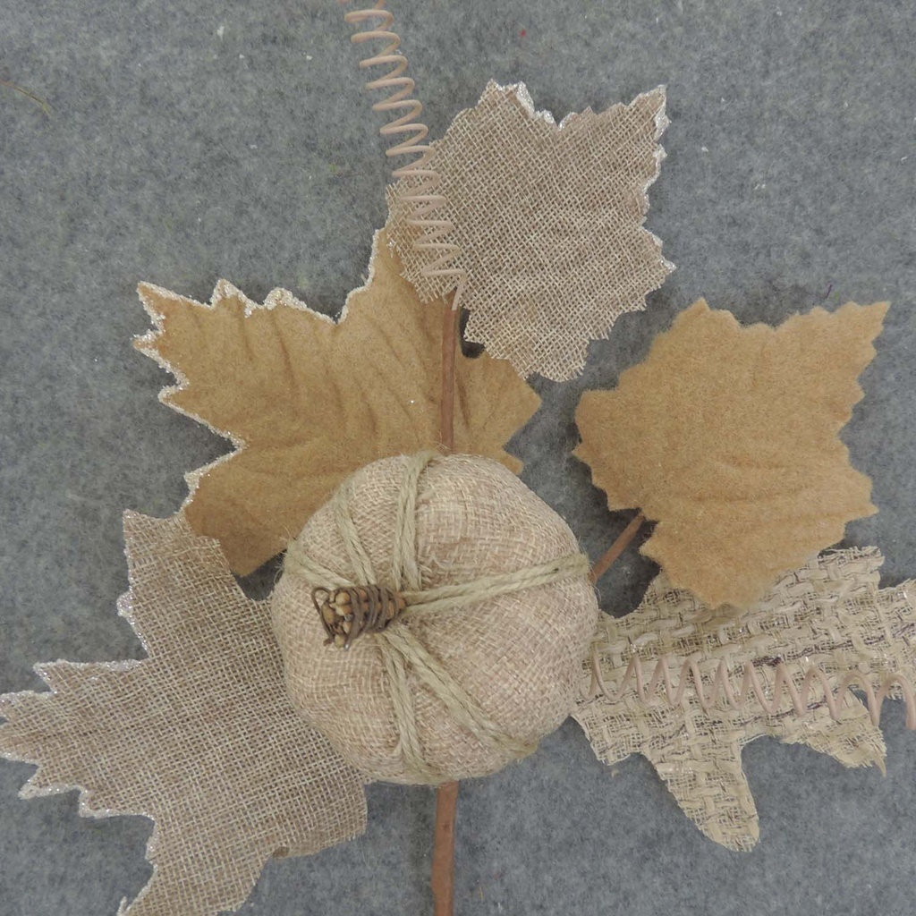 PUMPKIN/LEAF PICK 13" BURLAP