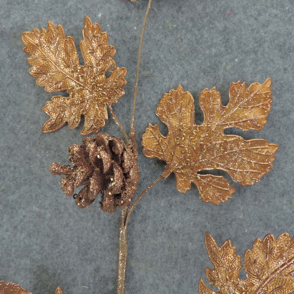 OAK LEAF SPRAY W/CONES X3 28"  BRONZE