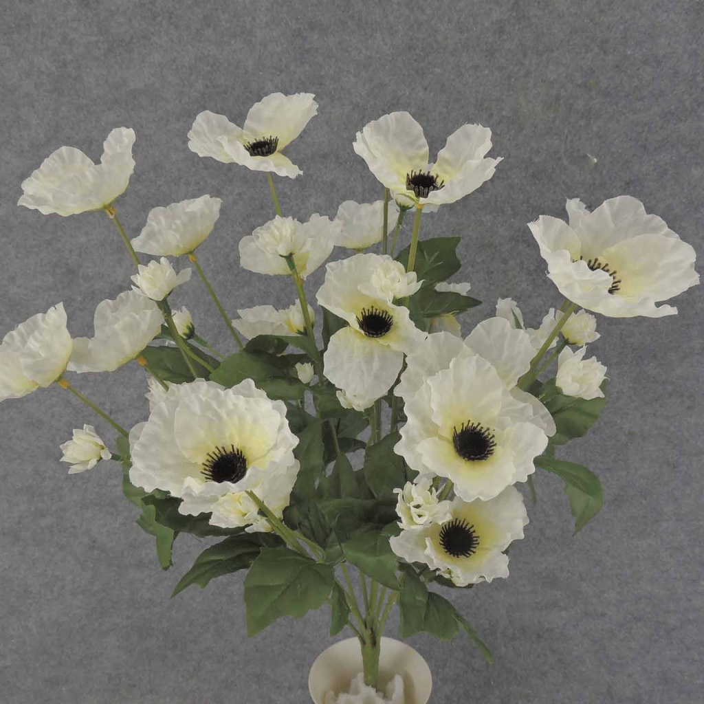 POPPY BUSH X11 23" 2.5/.5" dia  CREAM/WHITE