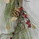 GARLAND 5' W/BURLAP,BERRIES & CONES