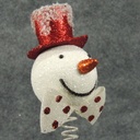 SNOWMAN HEAD PICK W/SNOW 11"  RED/WHITE