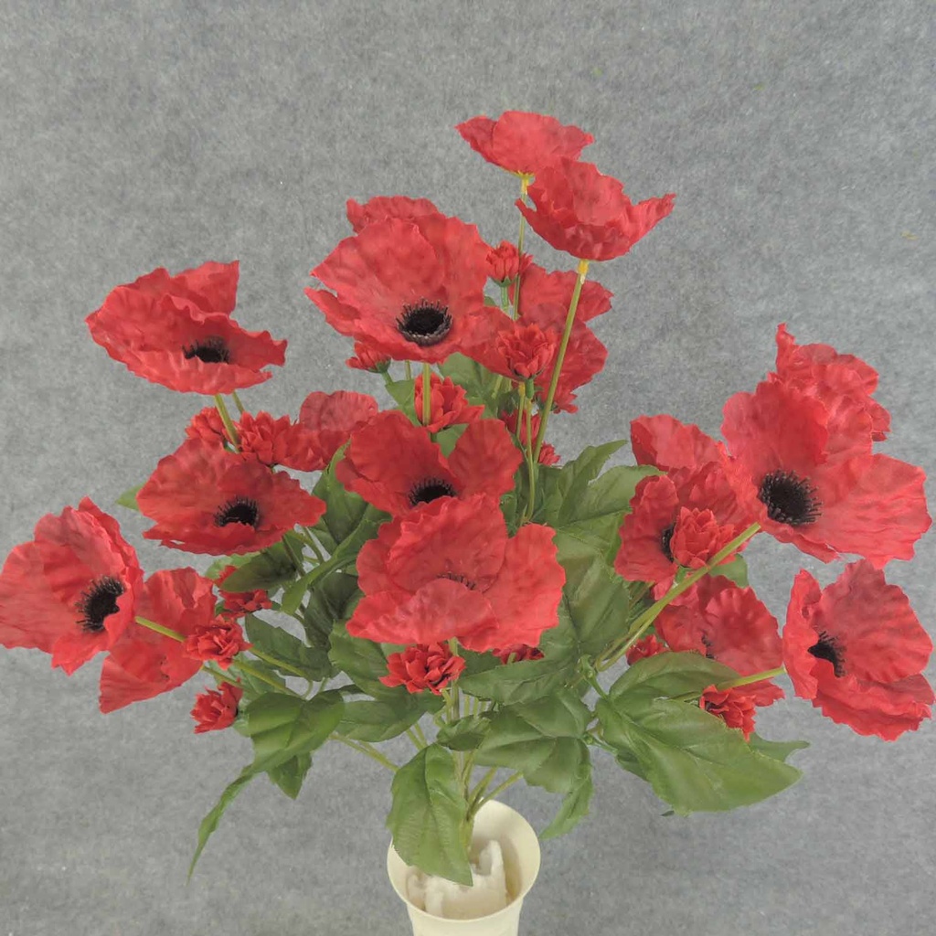 POPPY BUSH X11 23" 2.5/.5" dia  RED