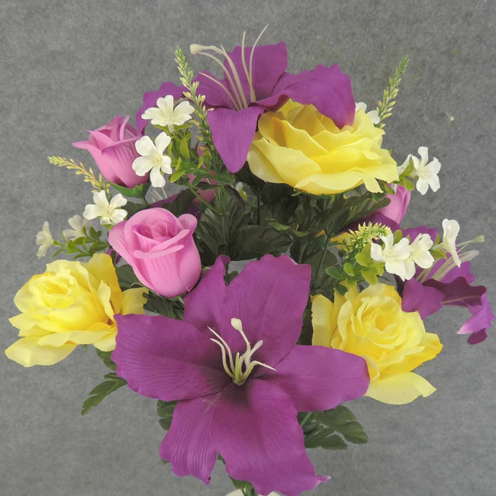 ROSE/LILY MIXED BUSH X18 23" YEL/PINK/PURPLE