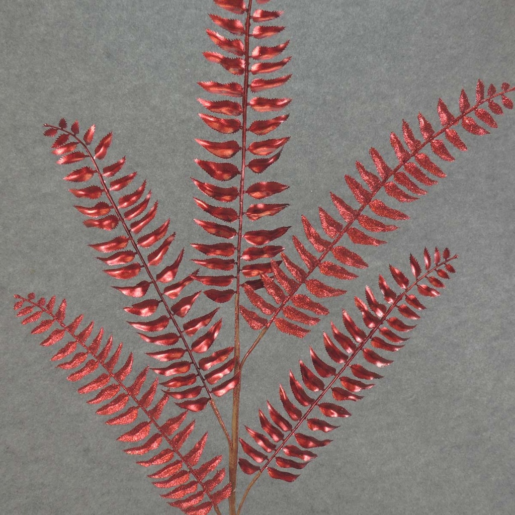 FERN SPRAY METAL/GLIT 34" X5  RED