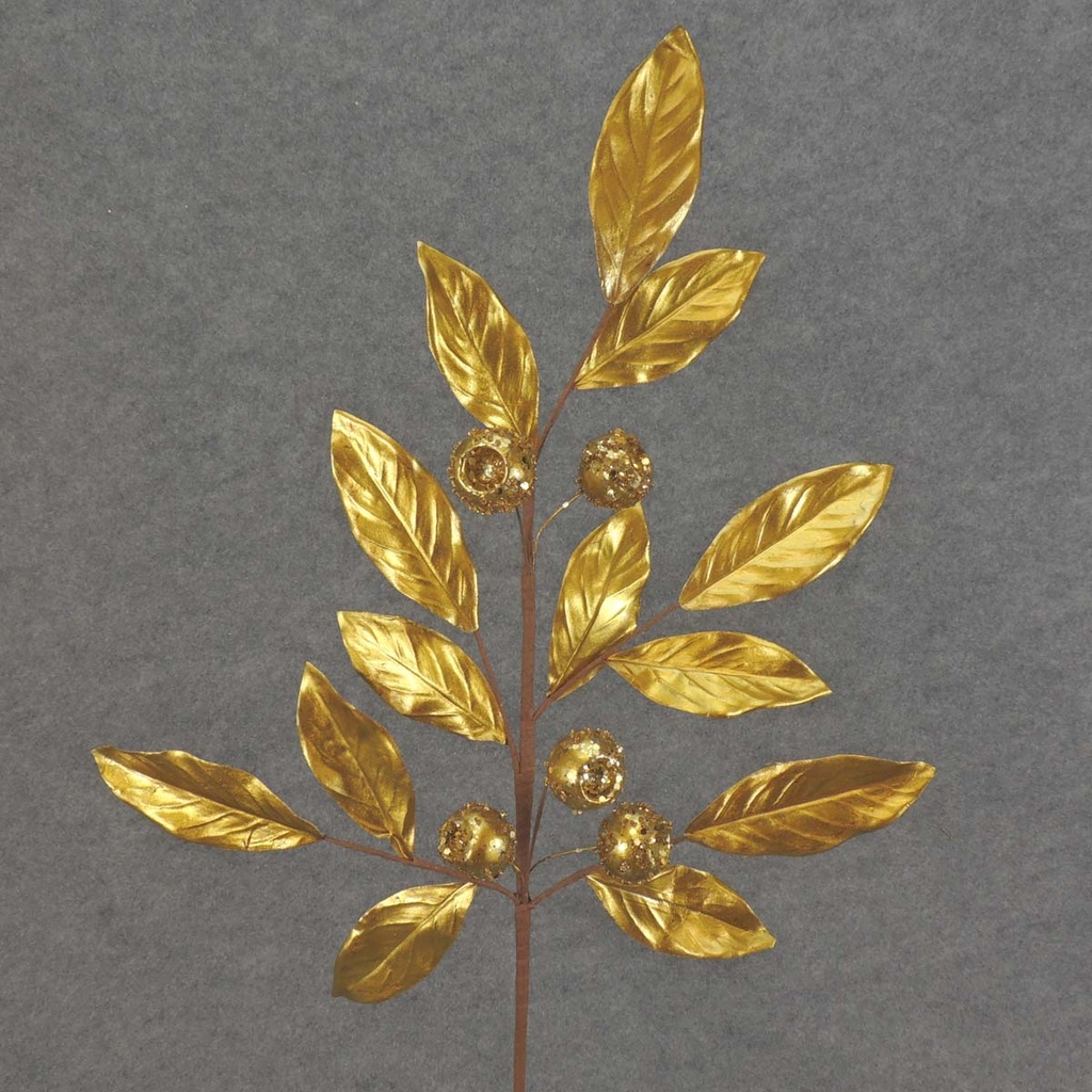 LEAF/BERRY SPRAY 26" X7 GOLD 1.25" BERRIES