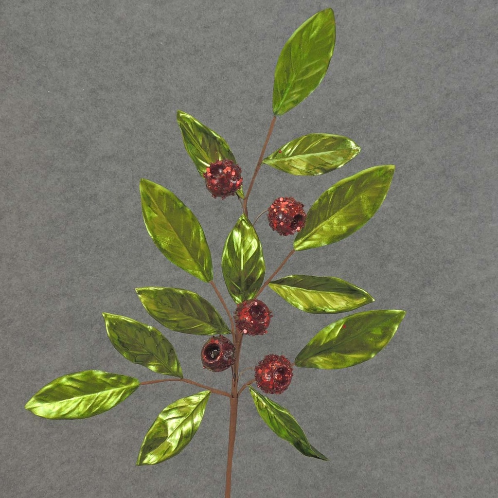 LEAF/BERRY SPRAY 26&quot; RED/GRN X7 1.25&quot; BERRIES