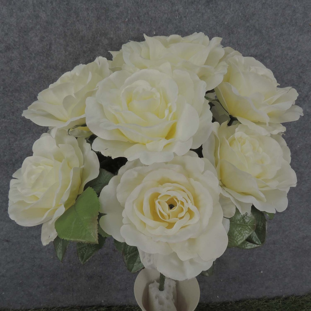 ROSE BUSH OPEN 19" X12 SATIN  CREAM