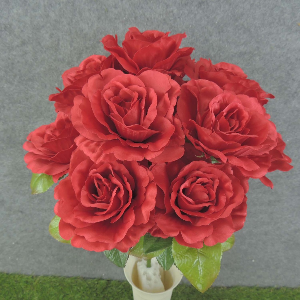 ROSE BUSH OPEN 19" X12 SATIN  RED