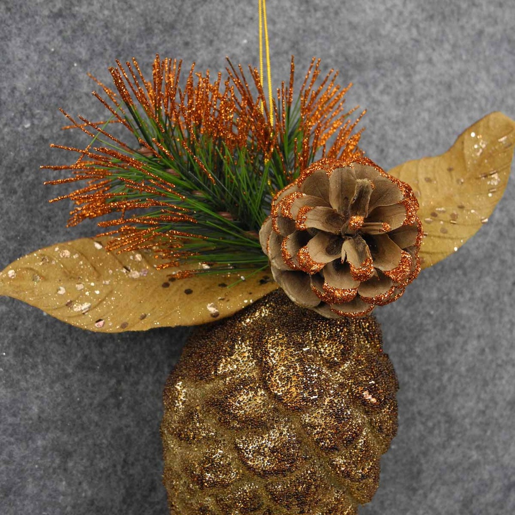 PINECONE HANGER W/PINE&GLITTER  BRONZE