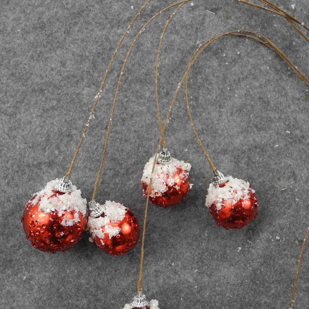HANGING ORNAMENT SPRAY 39&quot; RED W/SNOW&amp;ICE