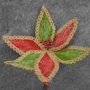 POINSETTIA PICK 14" RED/GREEN W/DECOR BORDER