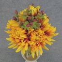 11" FLAME DAHLIA/HYPERICUM BUNDLE X9