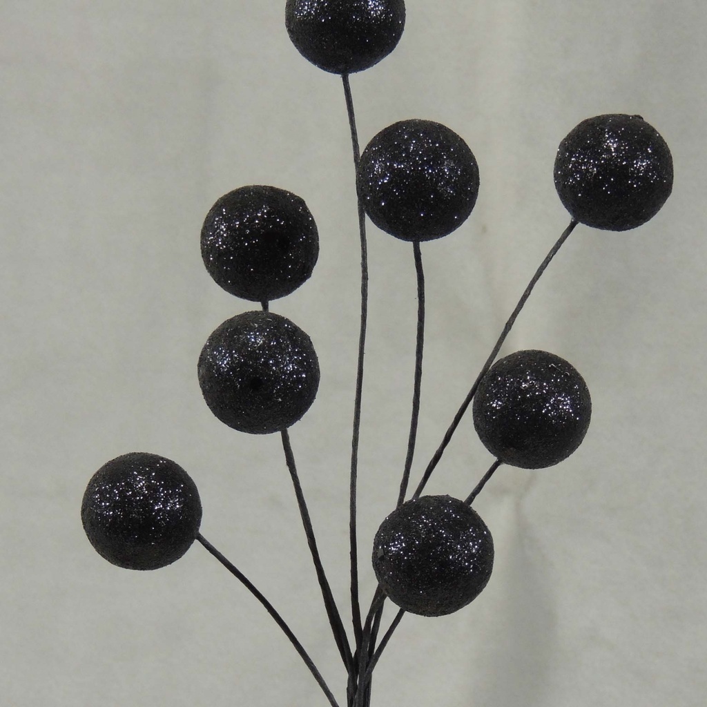 11" GLITTER BALL PIC x8 BLACK (6 EA/BAG)