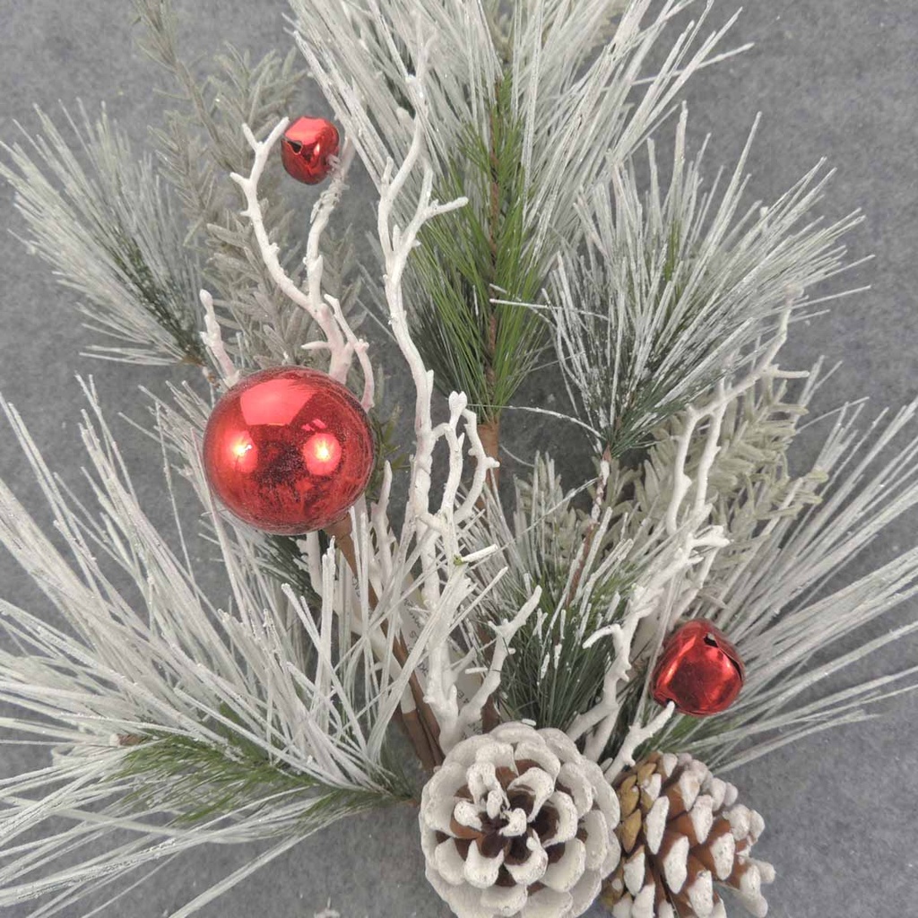 PINE SPRAY FLOCKED 31" W/CONES & RED BELLS