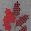 HOLLY LEAF SPRAY 33"  RED/BLACK PLAID